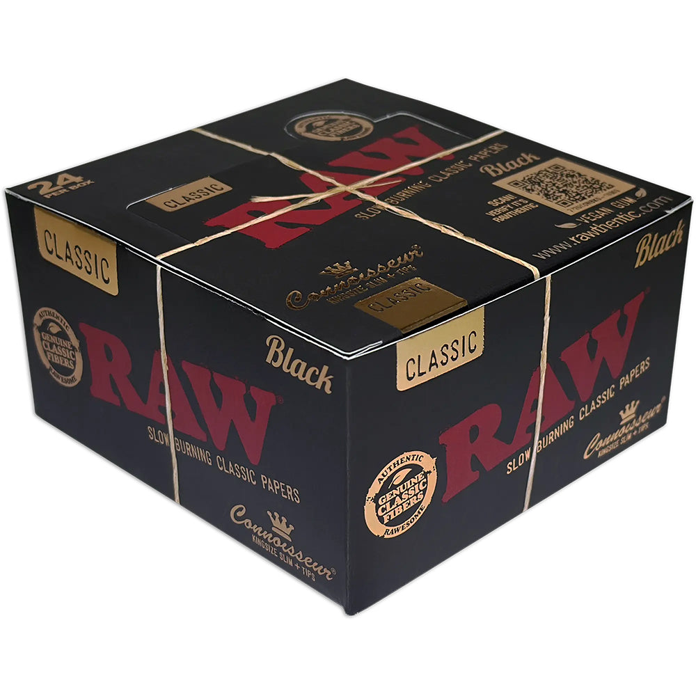 RAW BLACK CONNOISSEUR KING SIZE SLIM+TIPS 24CT – Austin Wholesale Supply